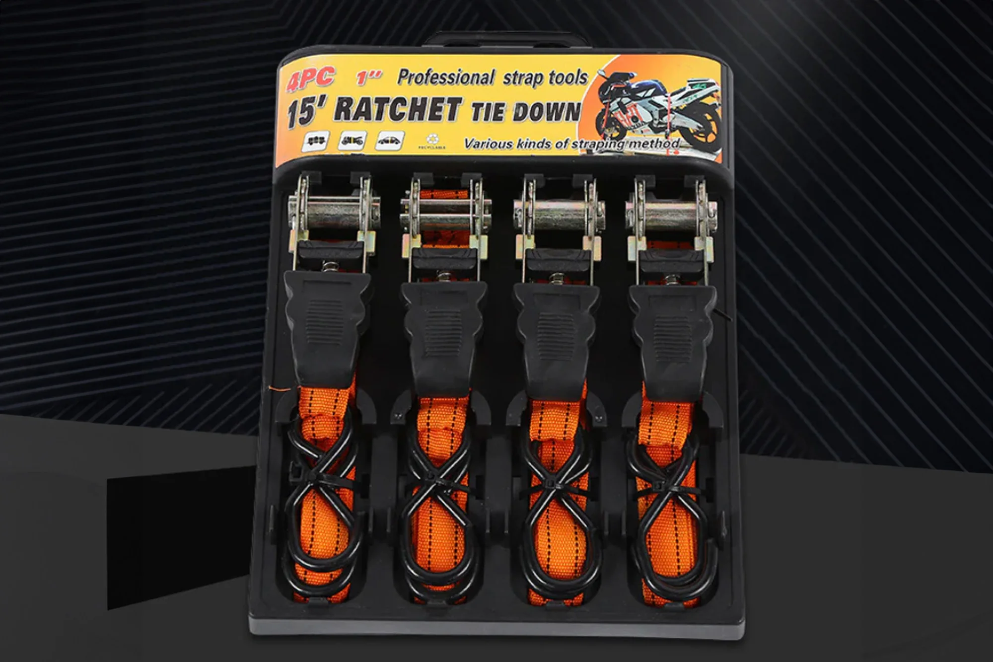 Cyrusher Ratchet Strap (15 FT x 1 IN, 4 Pack) - Image 3